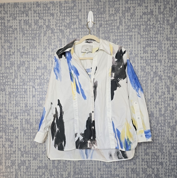 3.1 Phillip Lim Printed Collared Button Up Shirt Women's Size 0 EUC - Picture 2 of 13